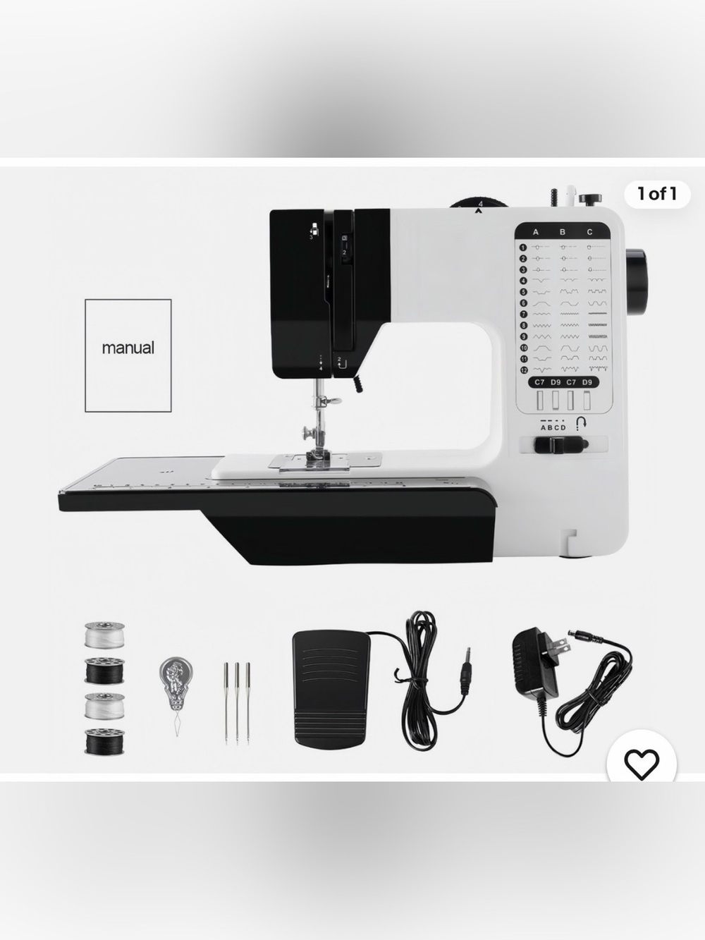 TKSE Portable Sewing Machine in Black and White